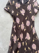 Brown and Dusty Purple Floral Dress