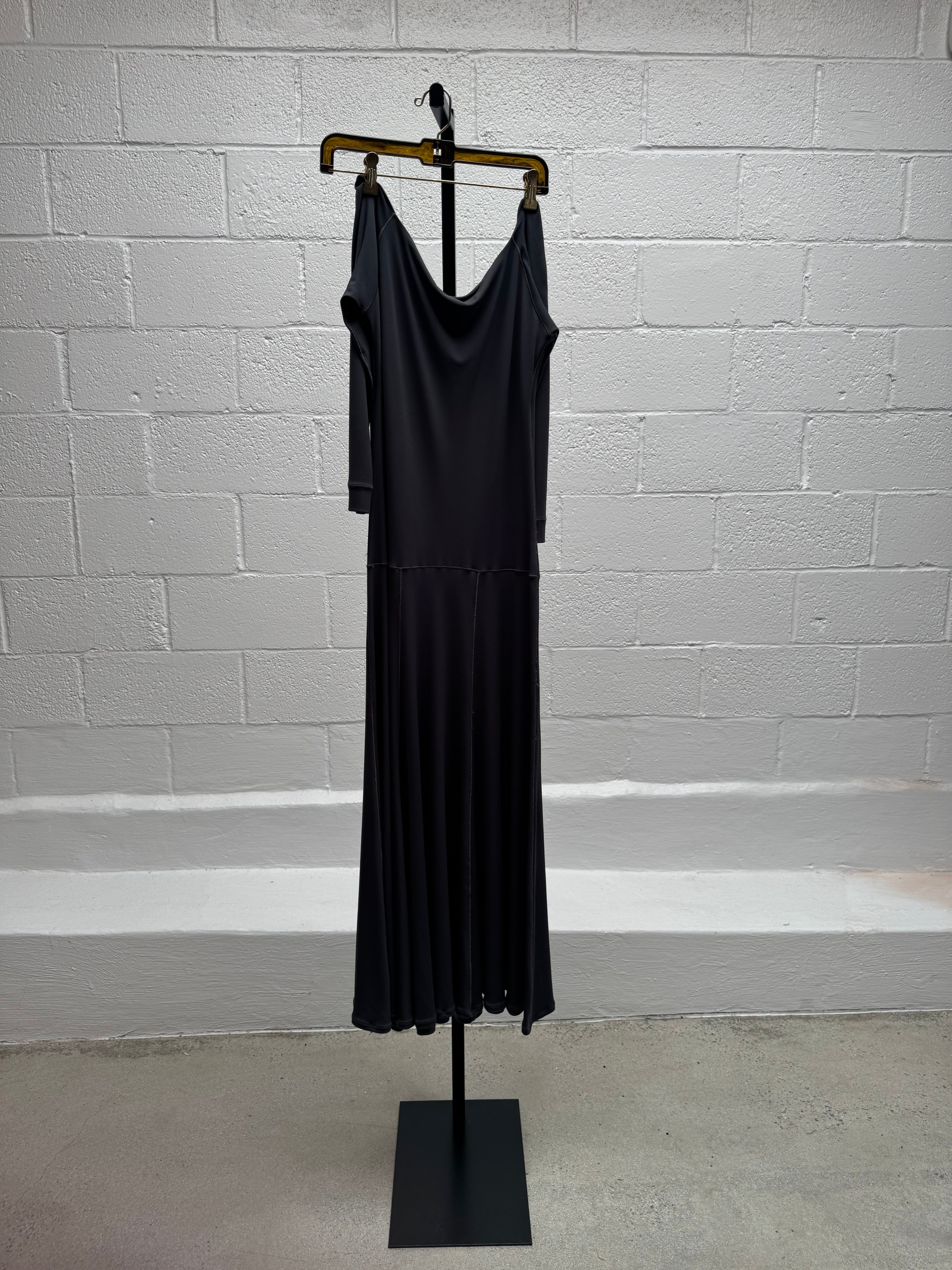 Gray Jersey Off the Shoulder Dress