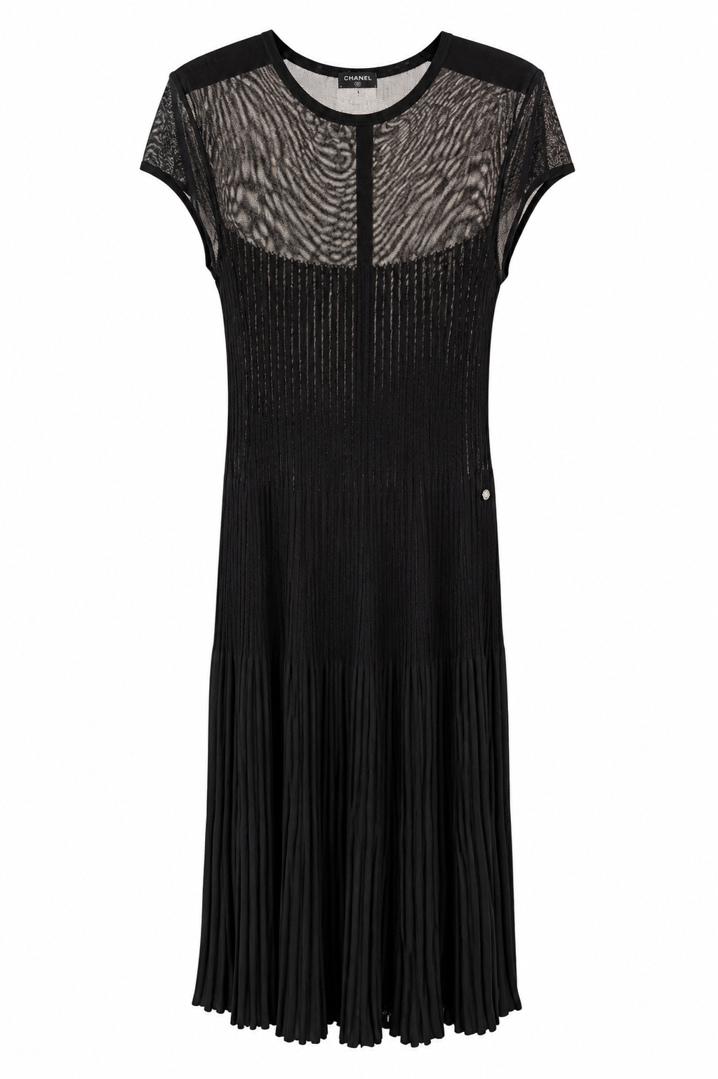 Chanel Sheer Knit Pleated Maxi Dress