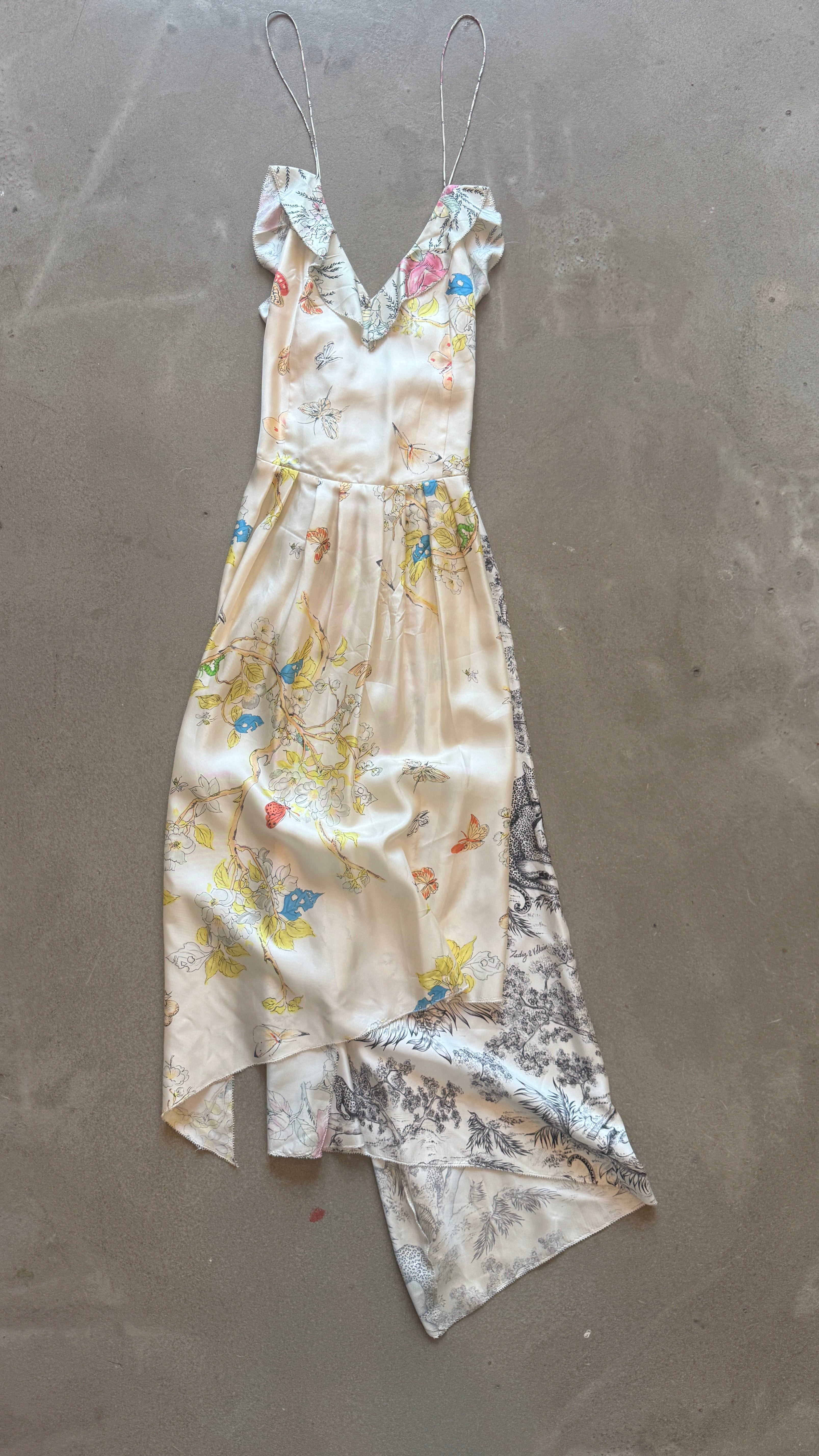 Silk Mixed Print Dress