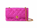 Pink Satin bag with Gold Chain
