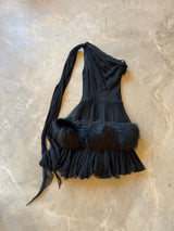 Chiffon and Fur Cocktail Dress