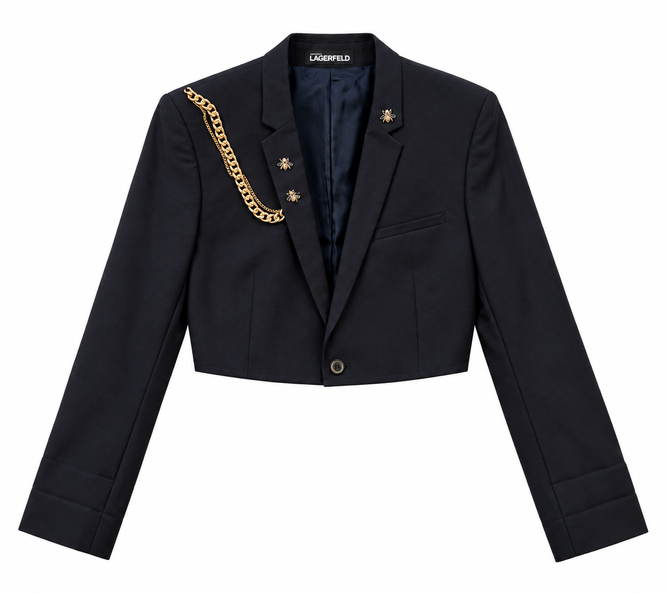 Cropped Military Jacket with Chains