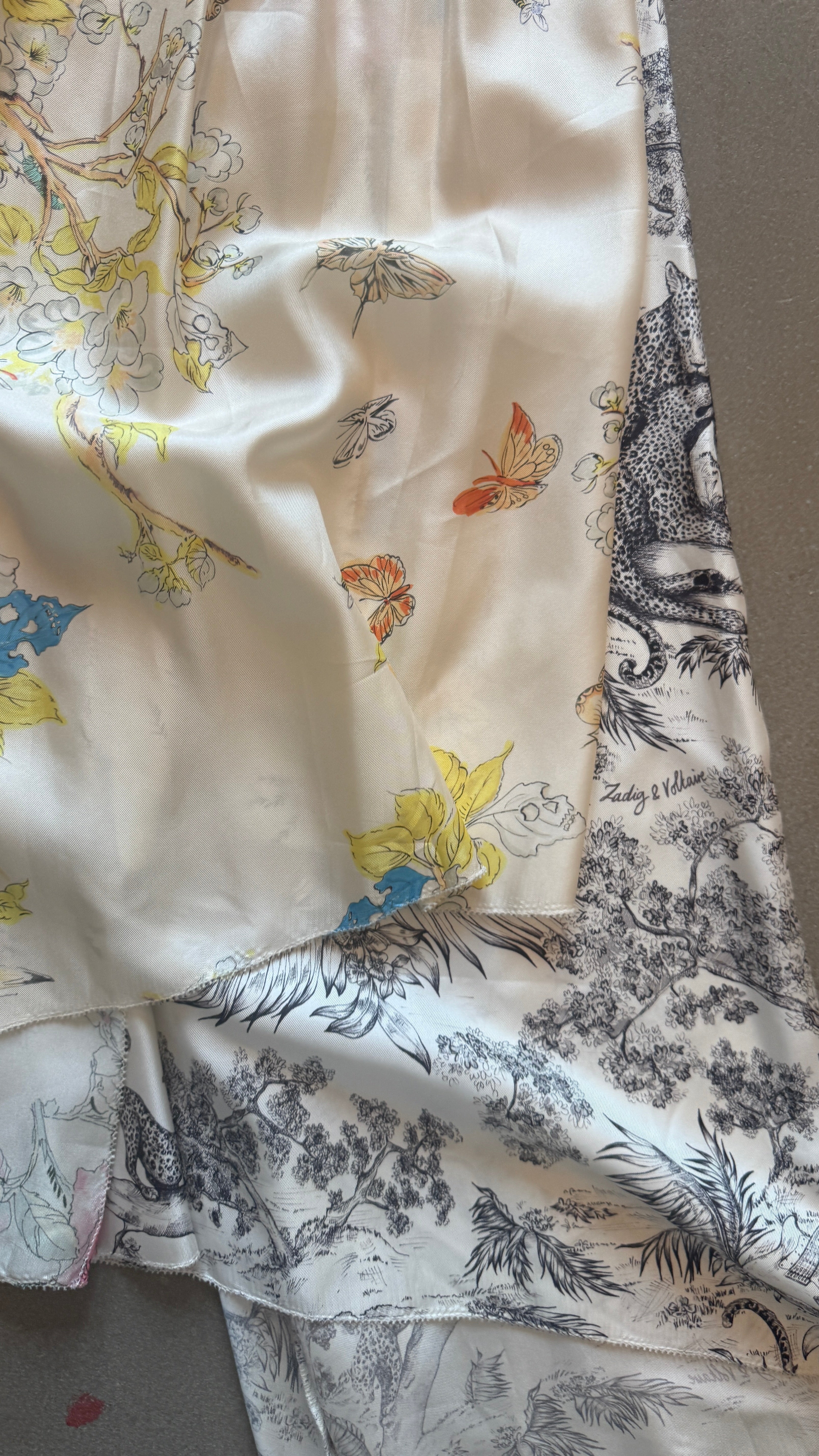 Silk Mixed Print Dress