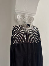 Silk Dress with Crystal Embellished Cape
