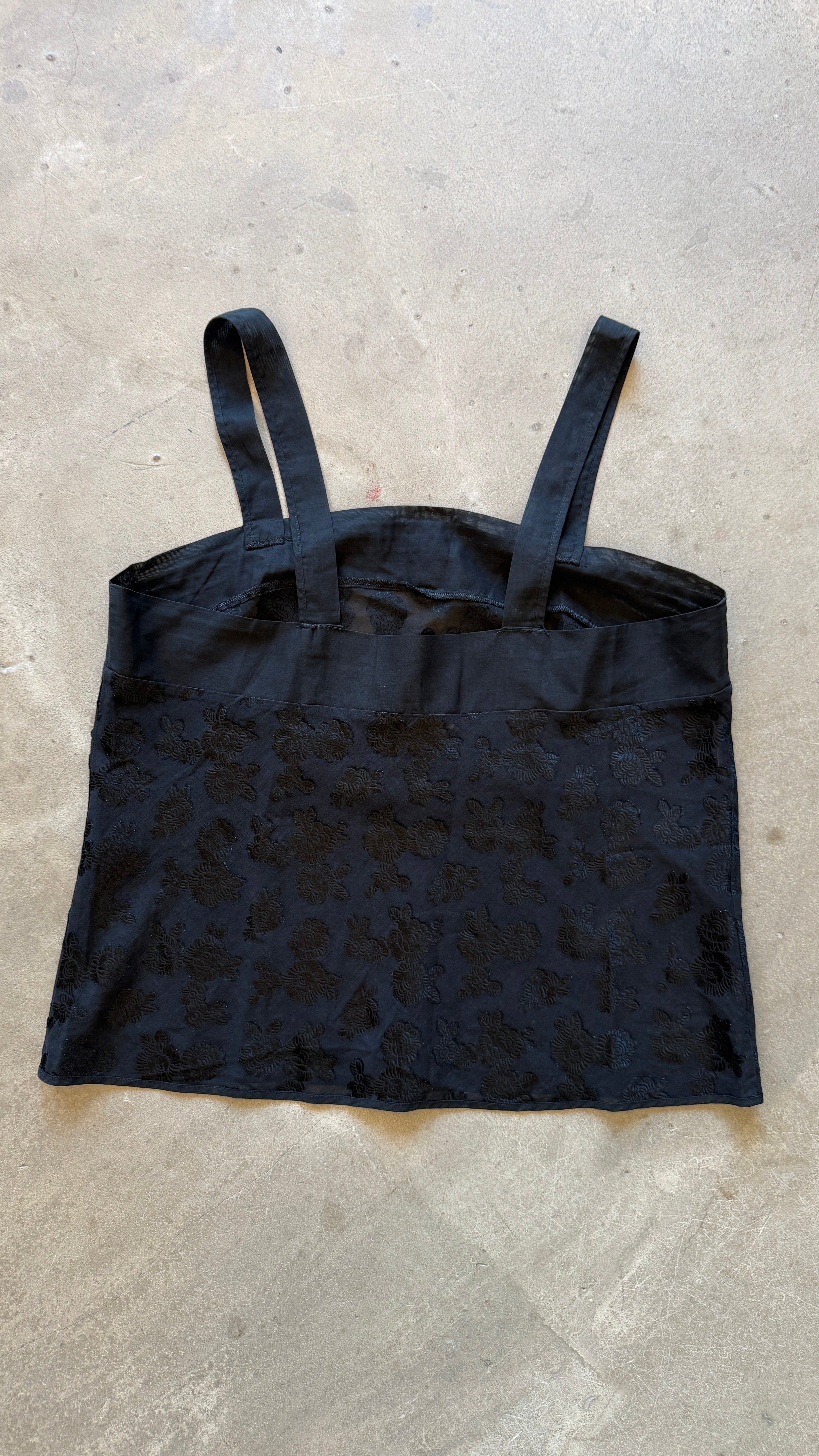 Black Floral Embroidered Cami
