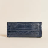 Navy Croc Clutch