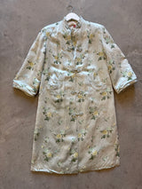 Silver Blue Rose Print Silk Jacket
