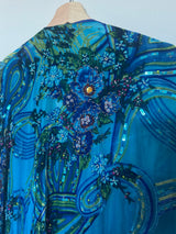 Blue Poncho with beading