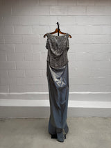Beaded Gown with Metallic Mermaid Skirt