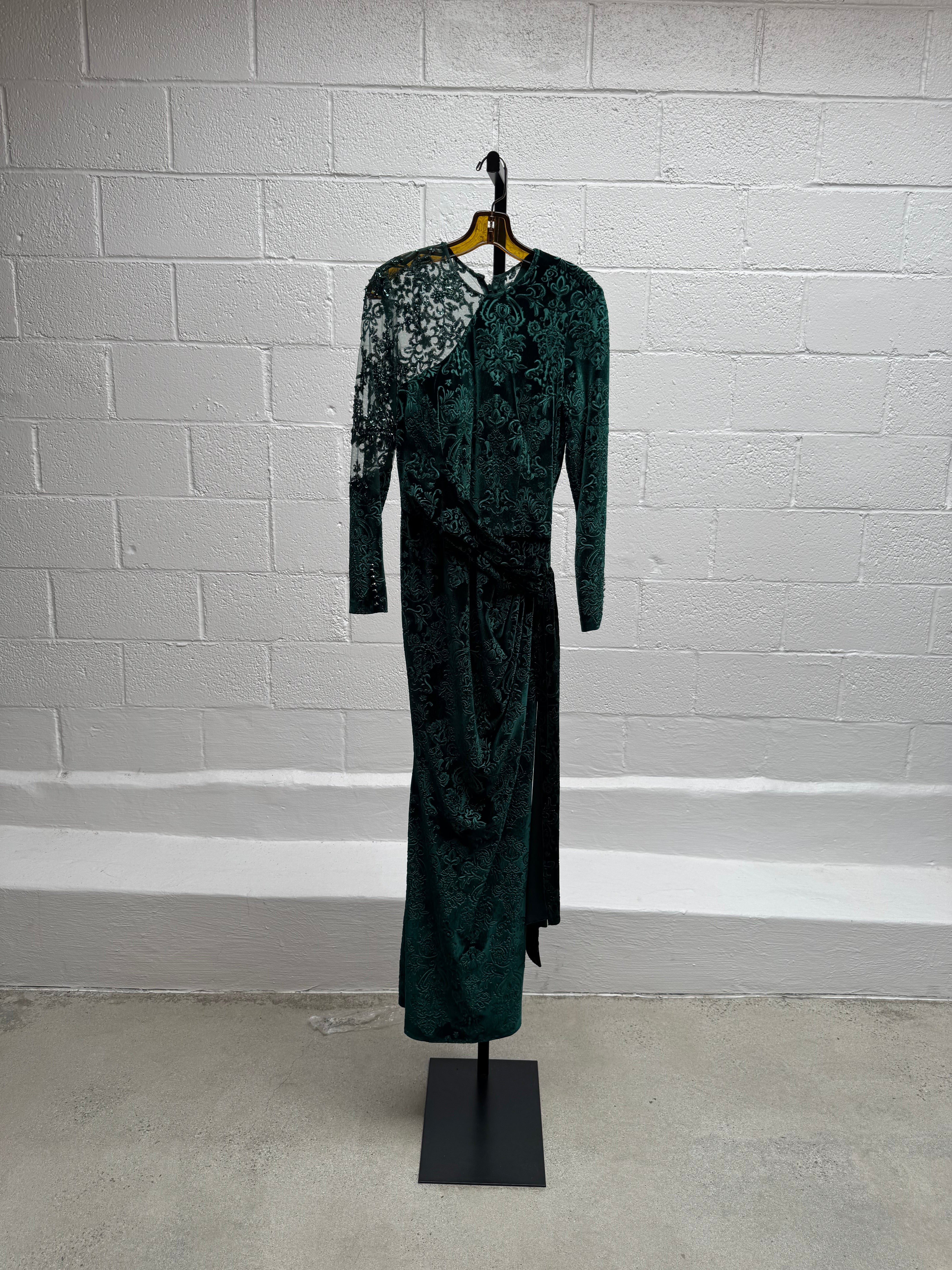 Green Velvet & Lace Gown