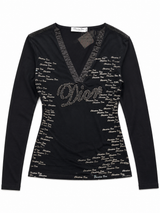 Sheer Vintage Diamanté Back Long Sleeve Top