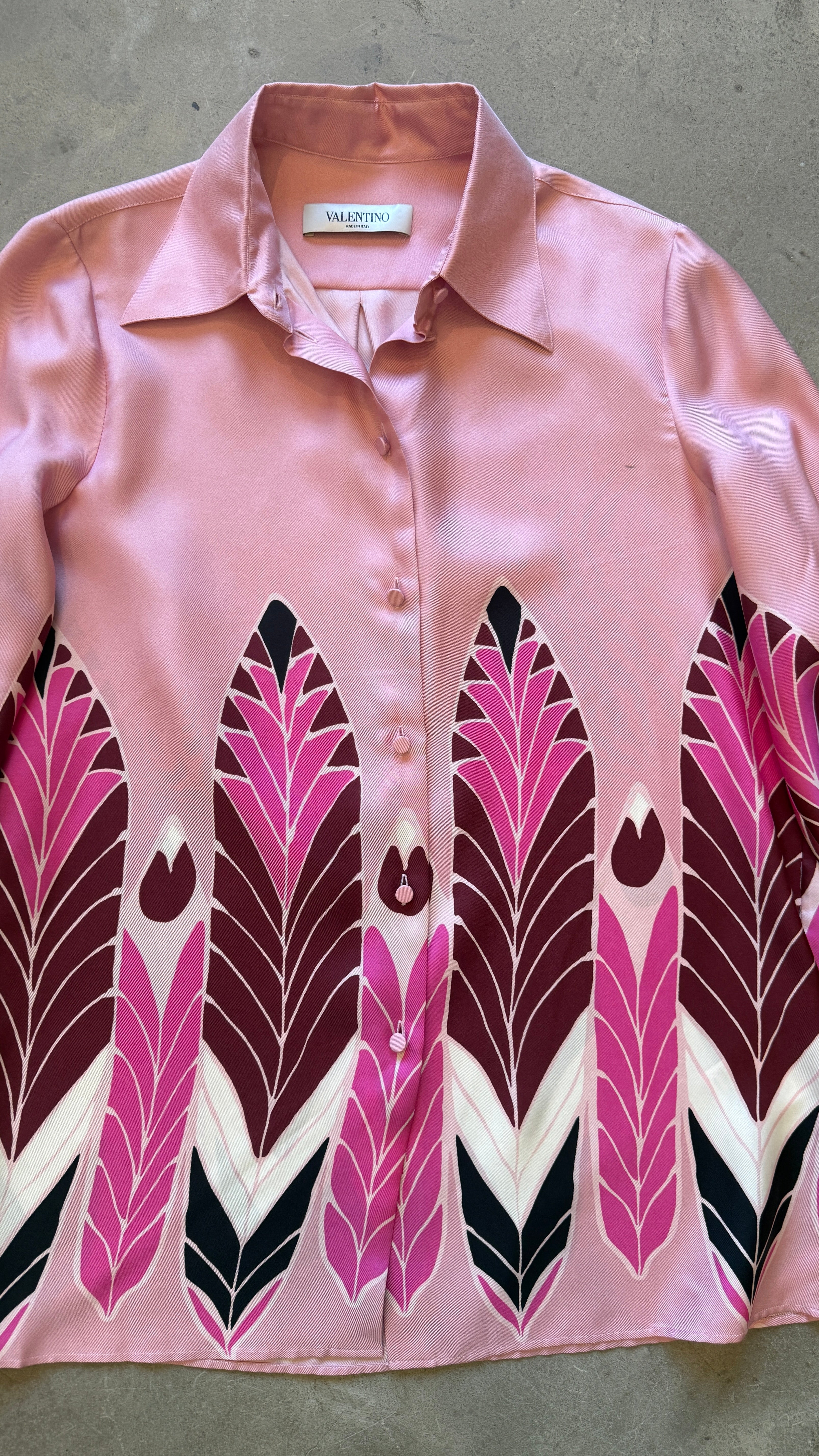 Pink Feather Print Blouse