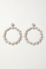 Diamanté Flower Hoop Earrings