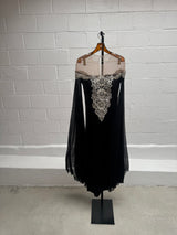 Gown with beading and chiffon Cascading Sleeves