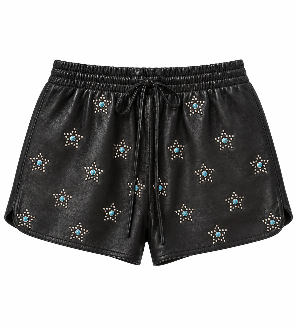 Nappa Leather and Turquoise Shorts
