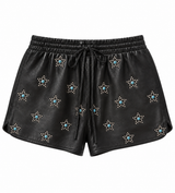 Nappa Leather and Turquoise Shorts