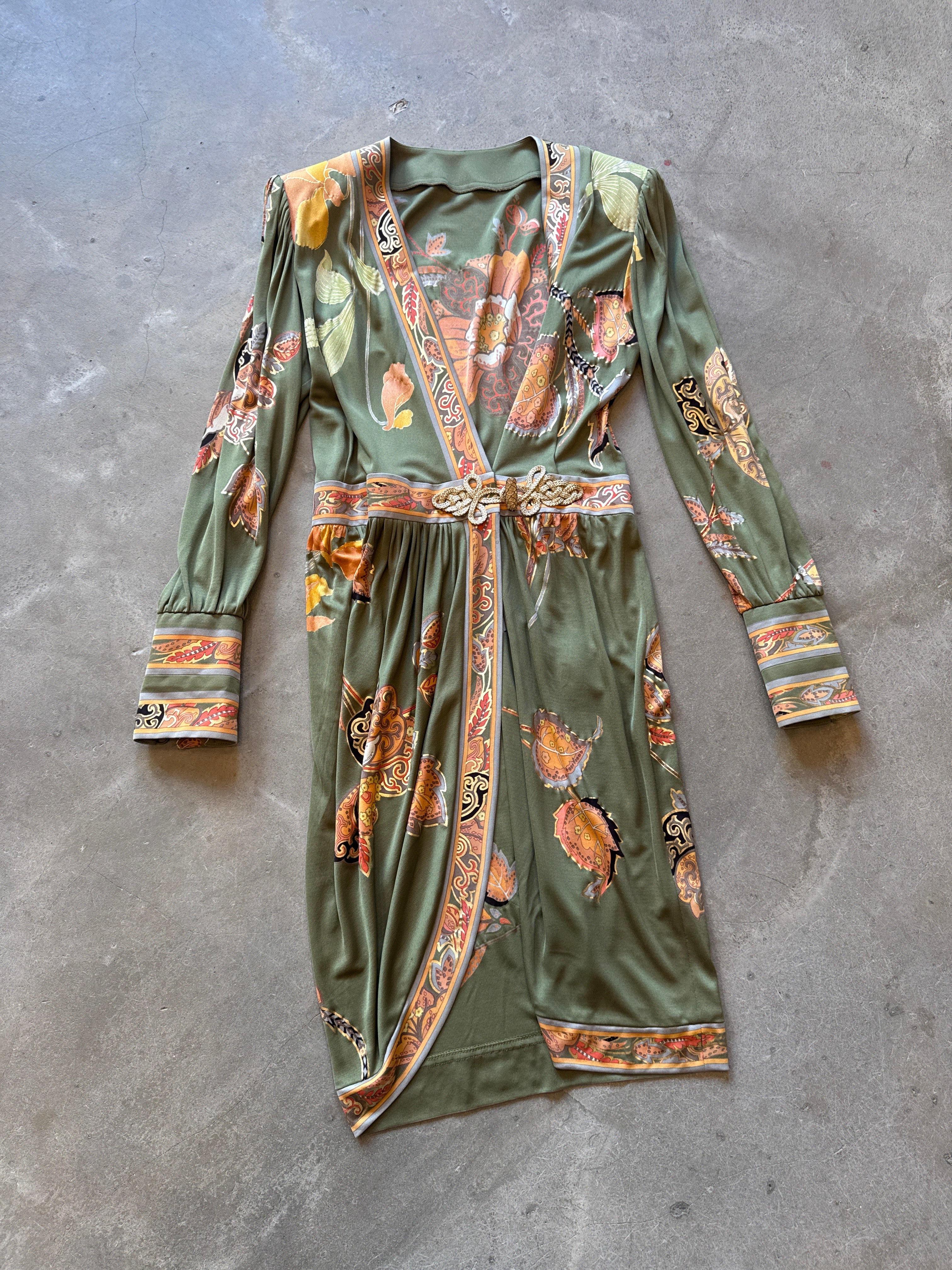 Green Long Sleeve Mini Dress