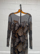 Black and metallic floral gown
