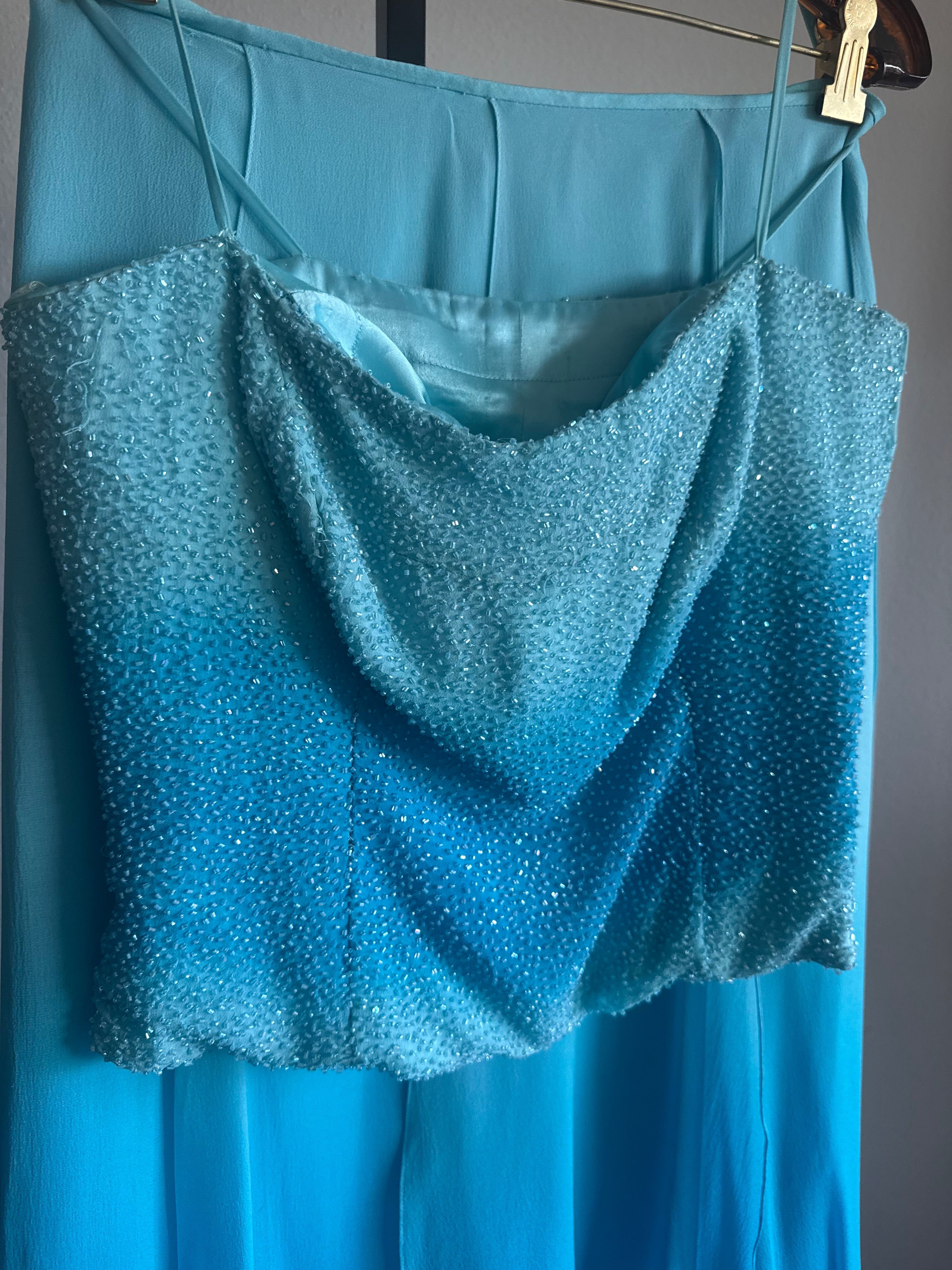 Beaded Top with Chiffon Skirt & Scarf set