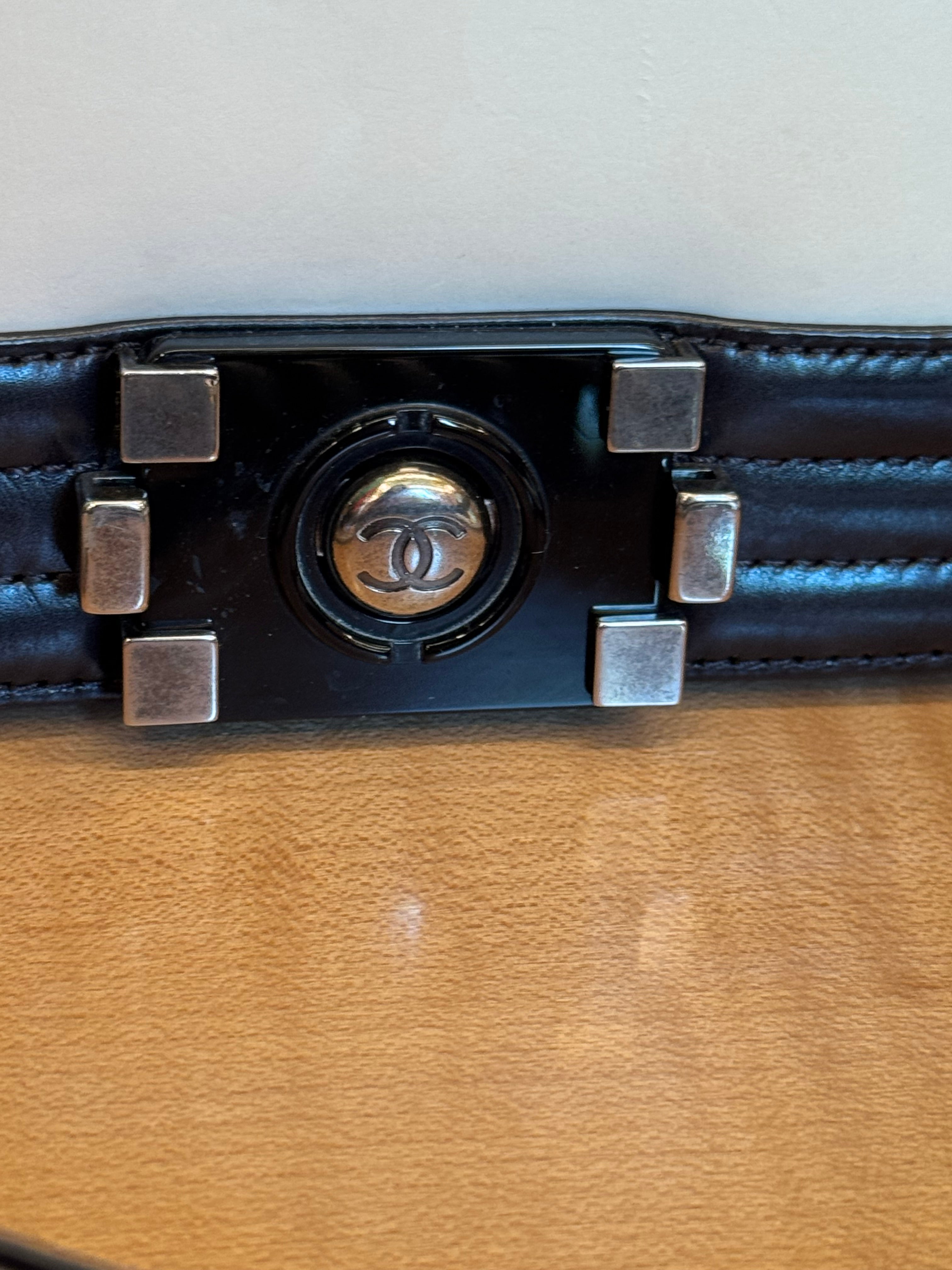 Boy Bag Two-Tone Leather with Ruthenium Hardware