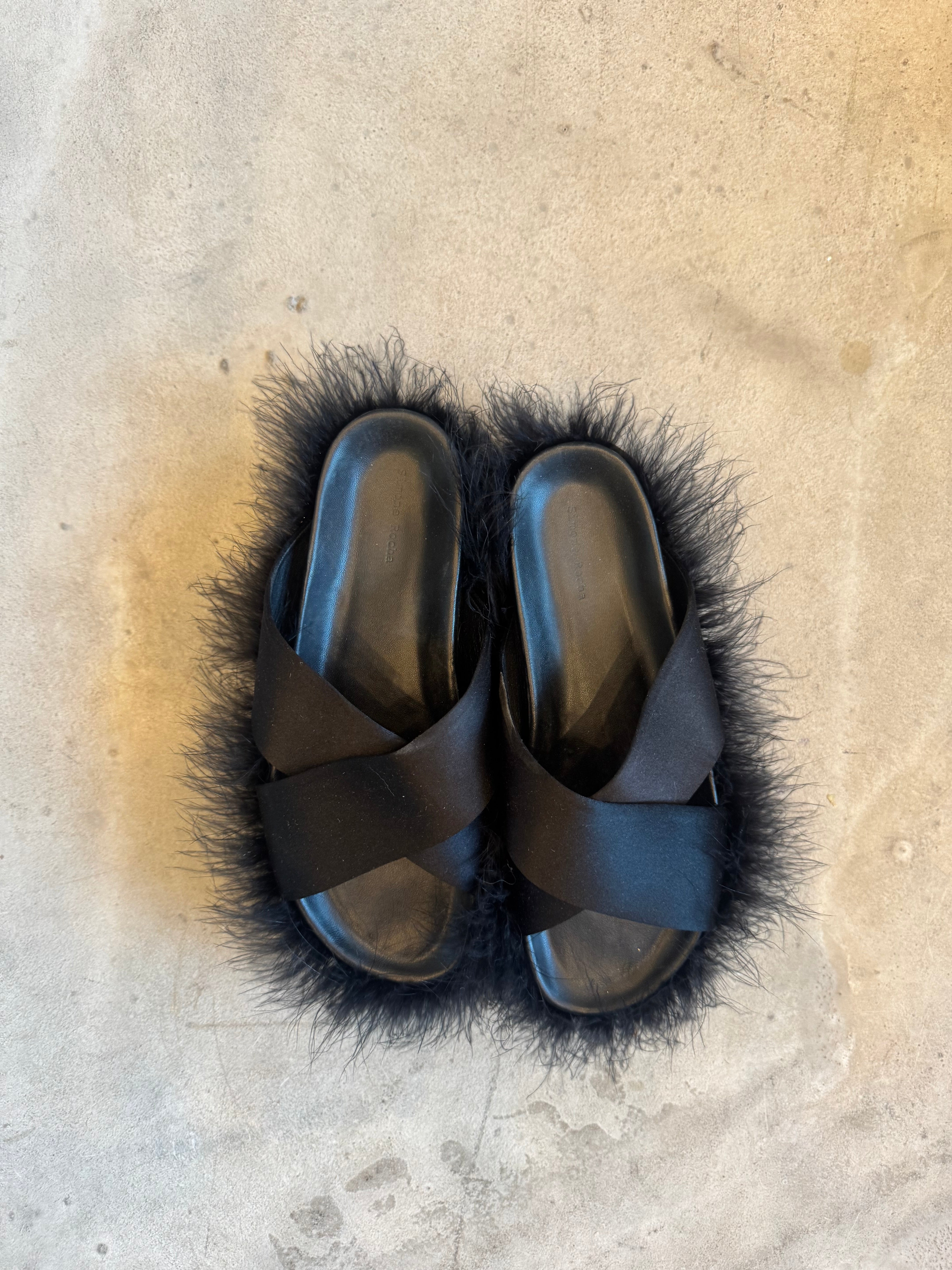 Fluffy Satin Slide