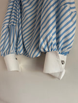 Blue and White Stripe Silk Blouse