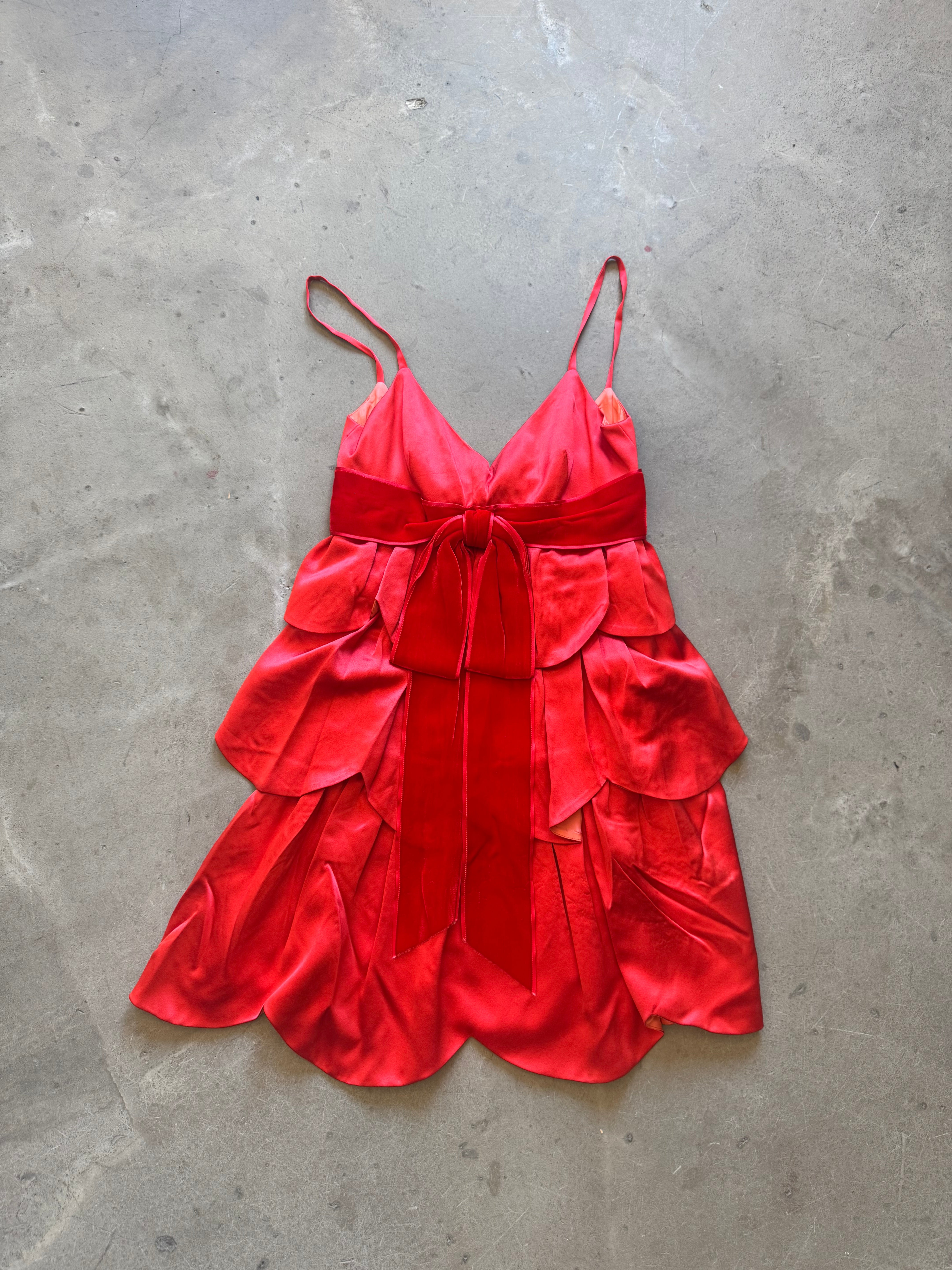 Tiered Silk and Velvet Vintage Dress