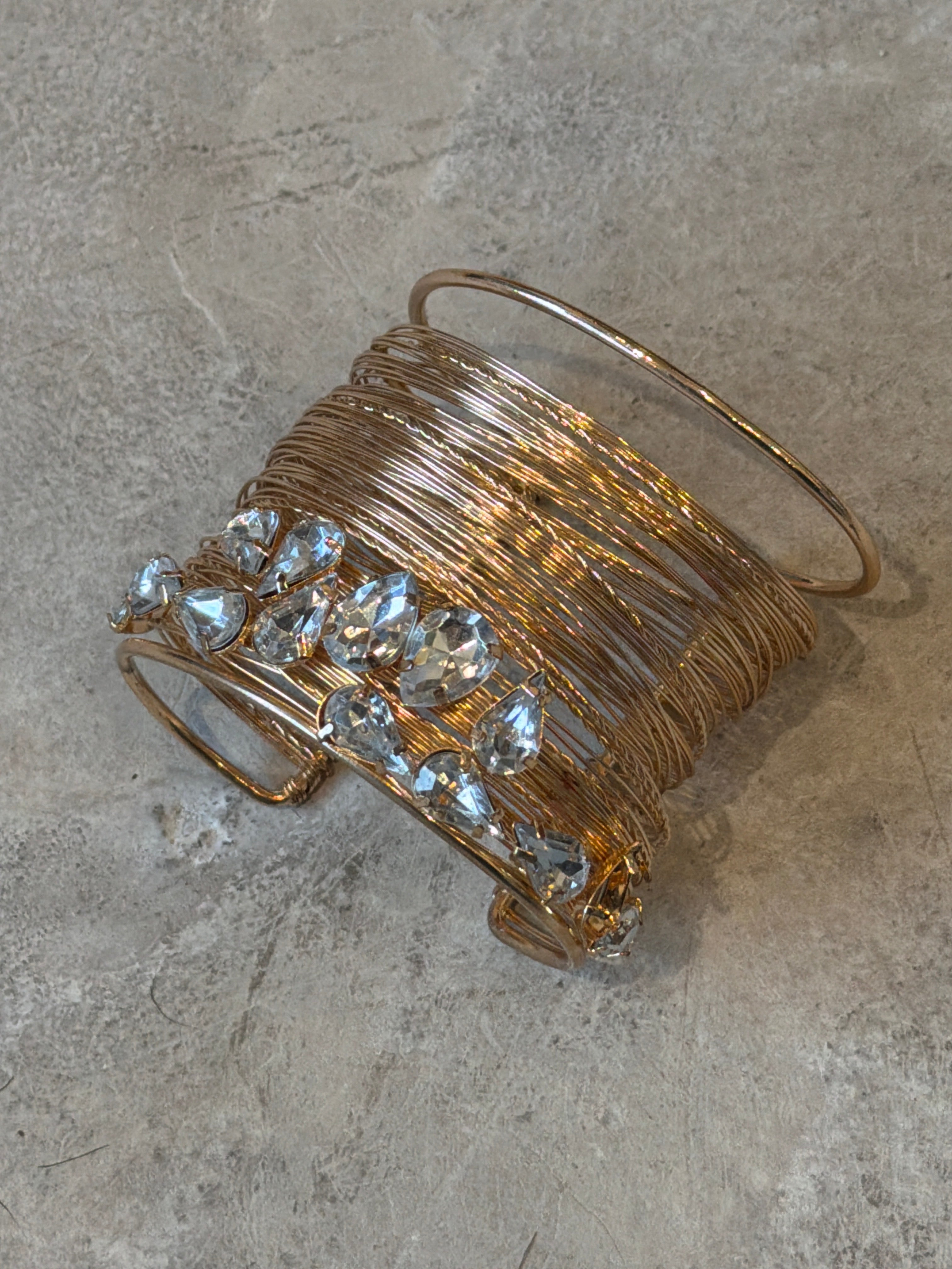 Gilded Crystal Cascade Wrap Cuff