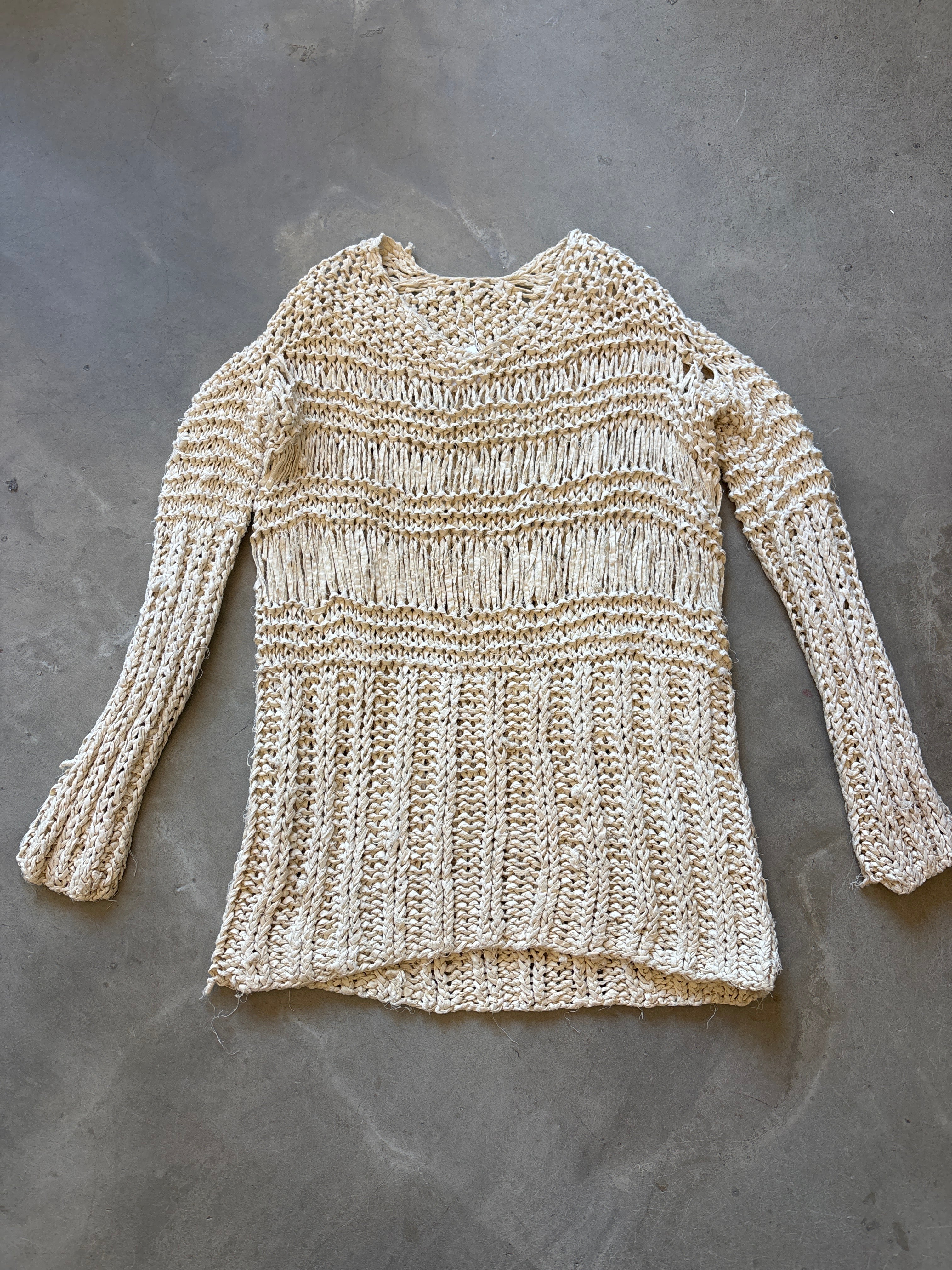 Cream Crochet Sweater Dress