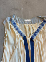 White Mini Dress with Blue Ribbon