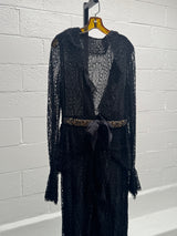 Lace Dress with Fluted Front and Beaded Waist