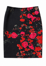 Red Flower Print Skirt