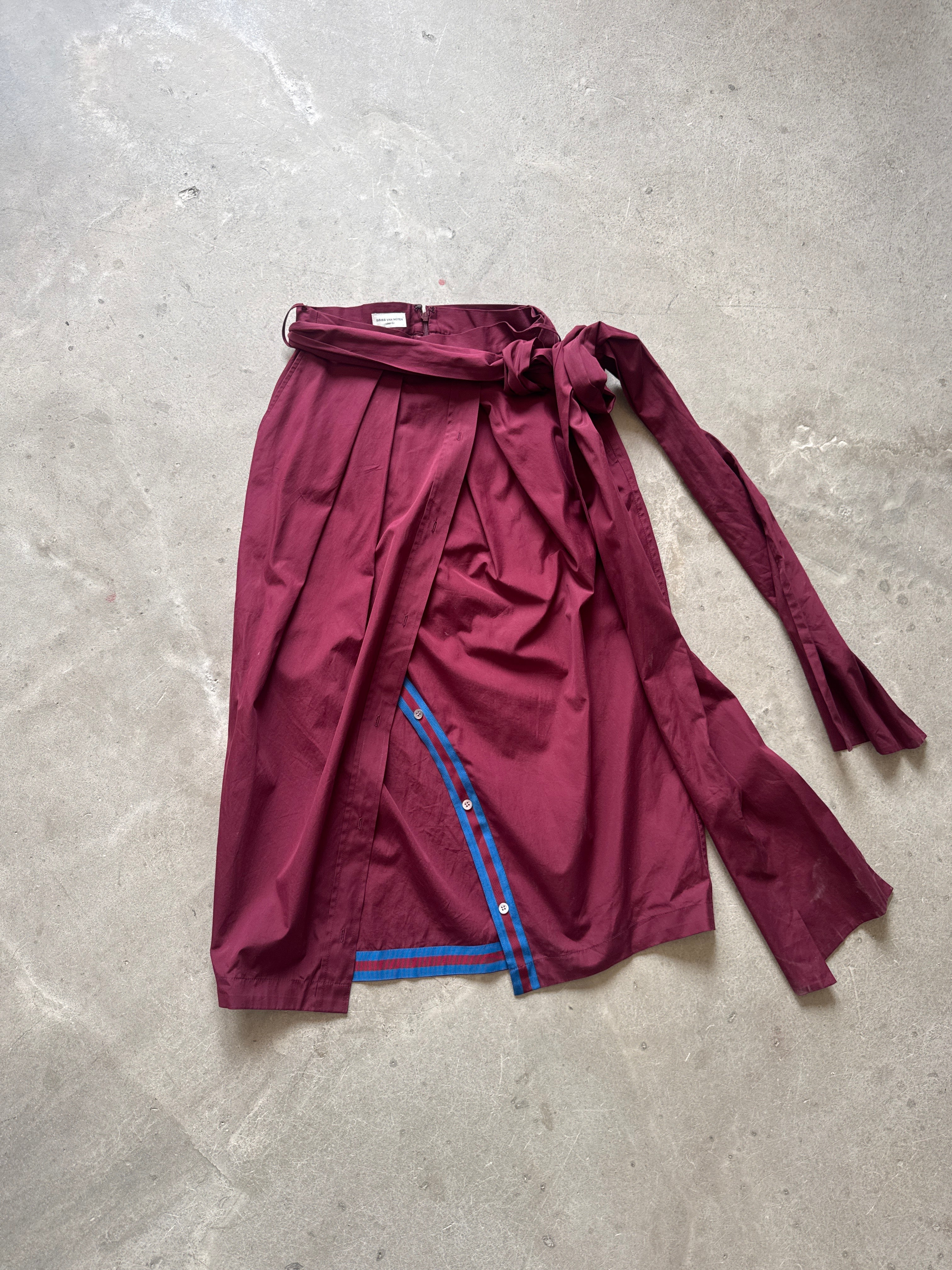 Burgundy Poplin Wrap Skirt