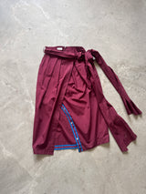 Burgundy Poplin Wrap Skirt