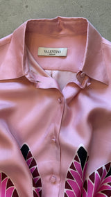 Pink Feather Print Blouse