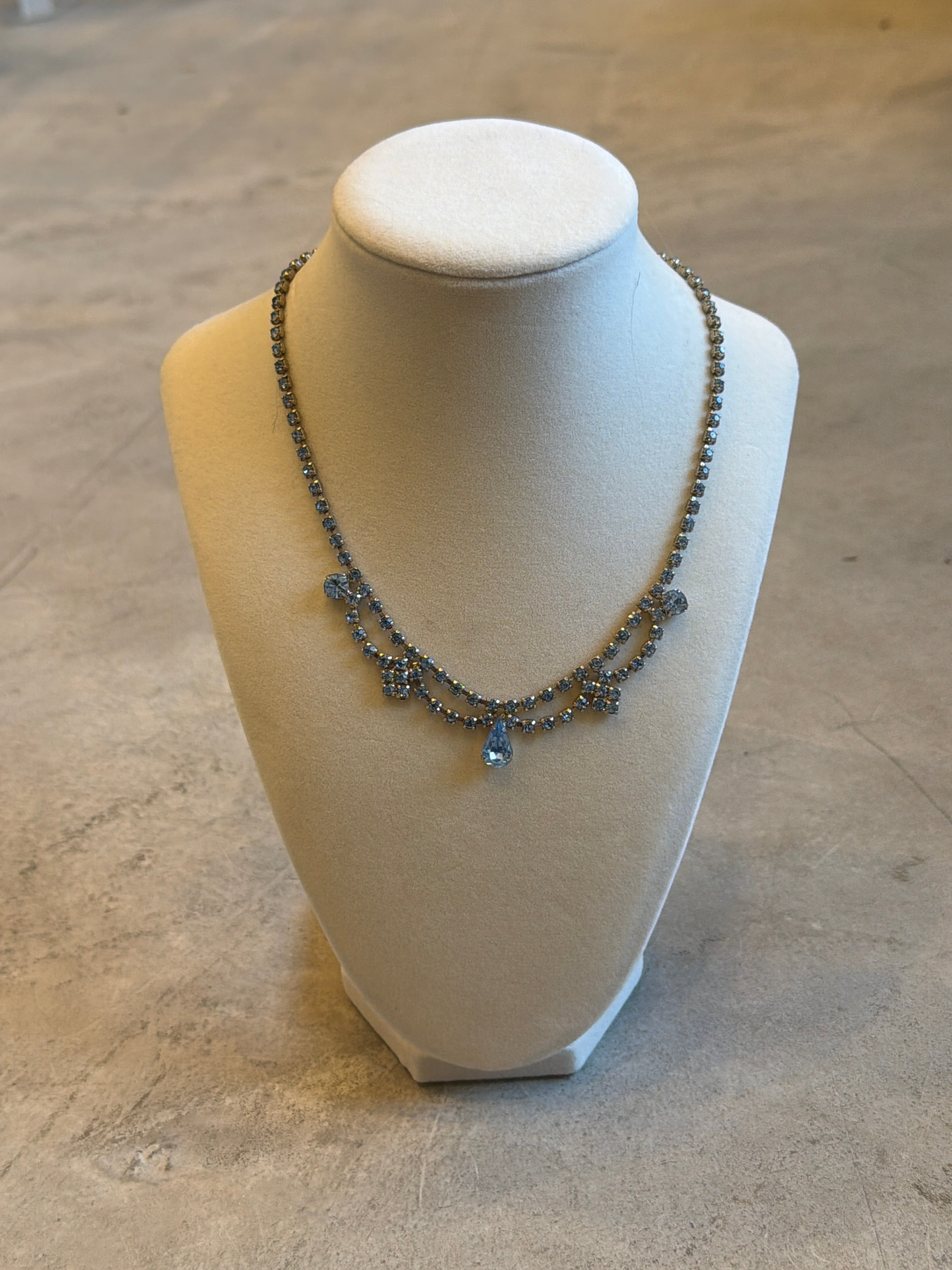 Dainty Blue Diamanté Necklace