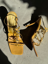 Yellow Bejeweled Sandals