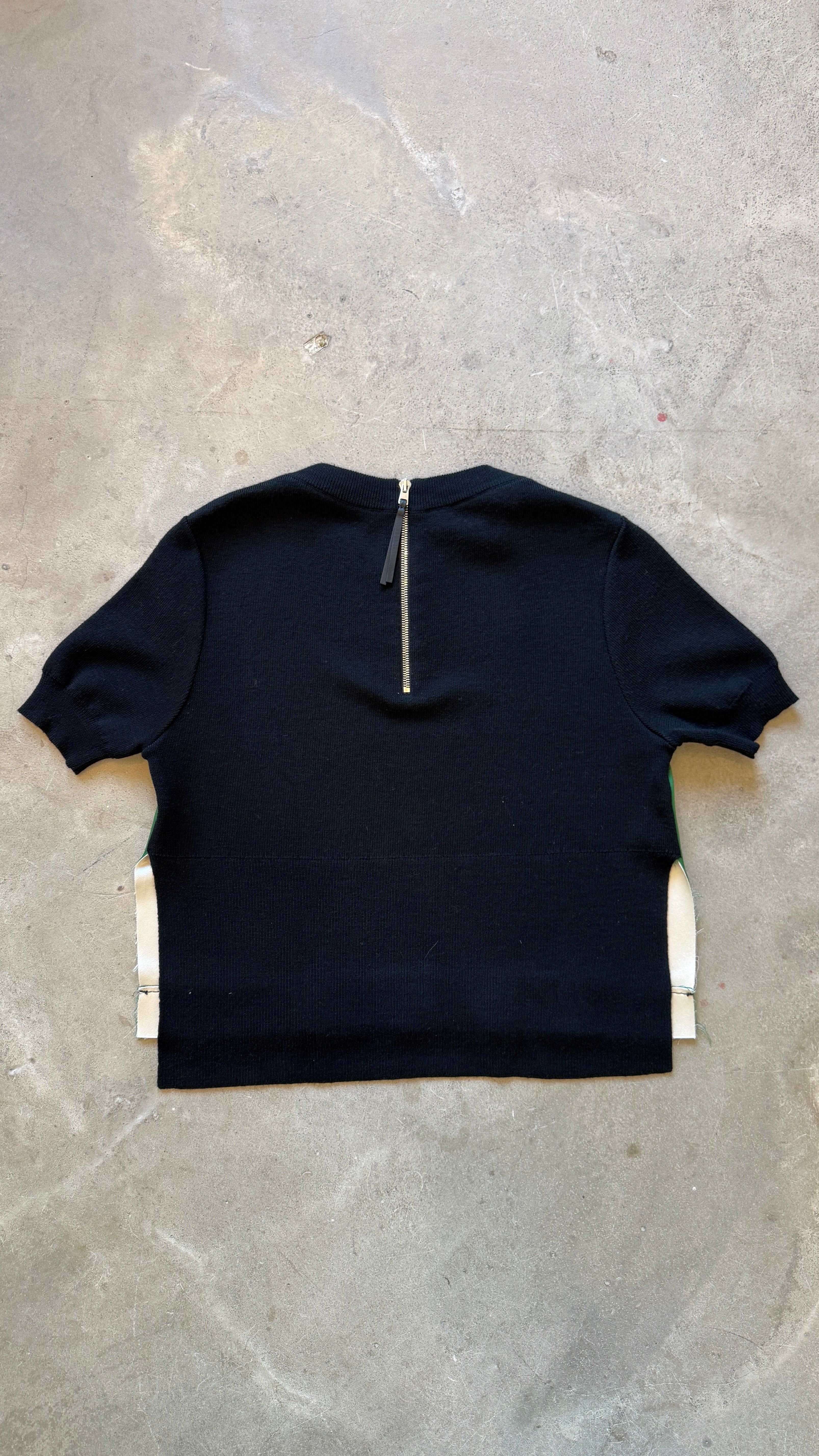 Green Silk and Knit Top