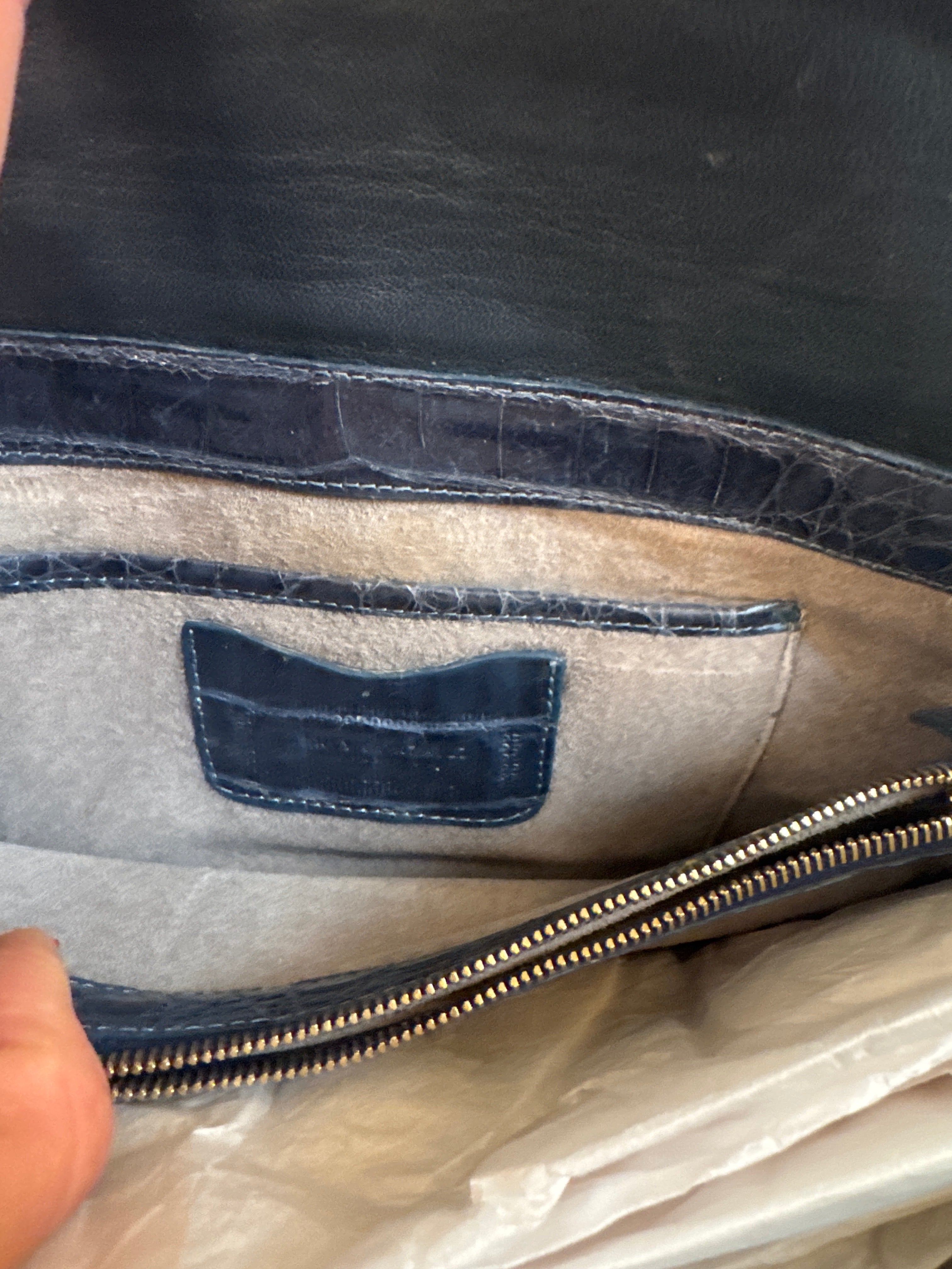 Navy Croc Clutch