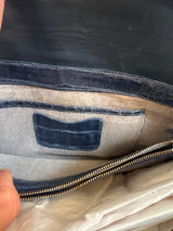 Navy Croc Clutch