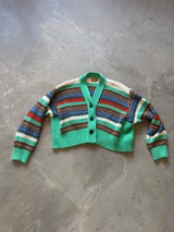 Striped Cropped Crochet  Cardigan