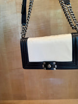 Boy Bag Two-Tone Leather with Ruthenium Hardware
