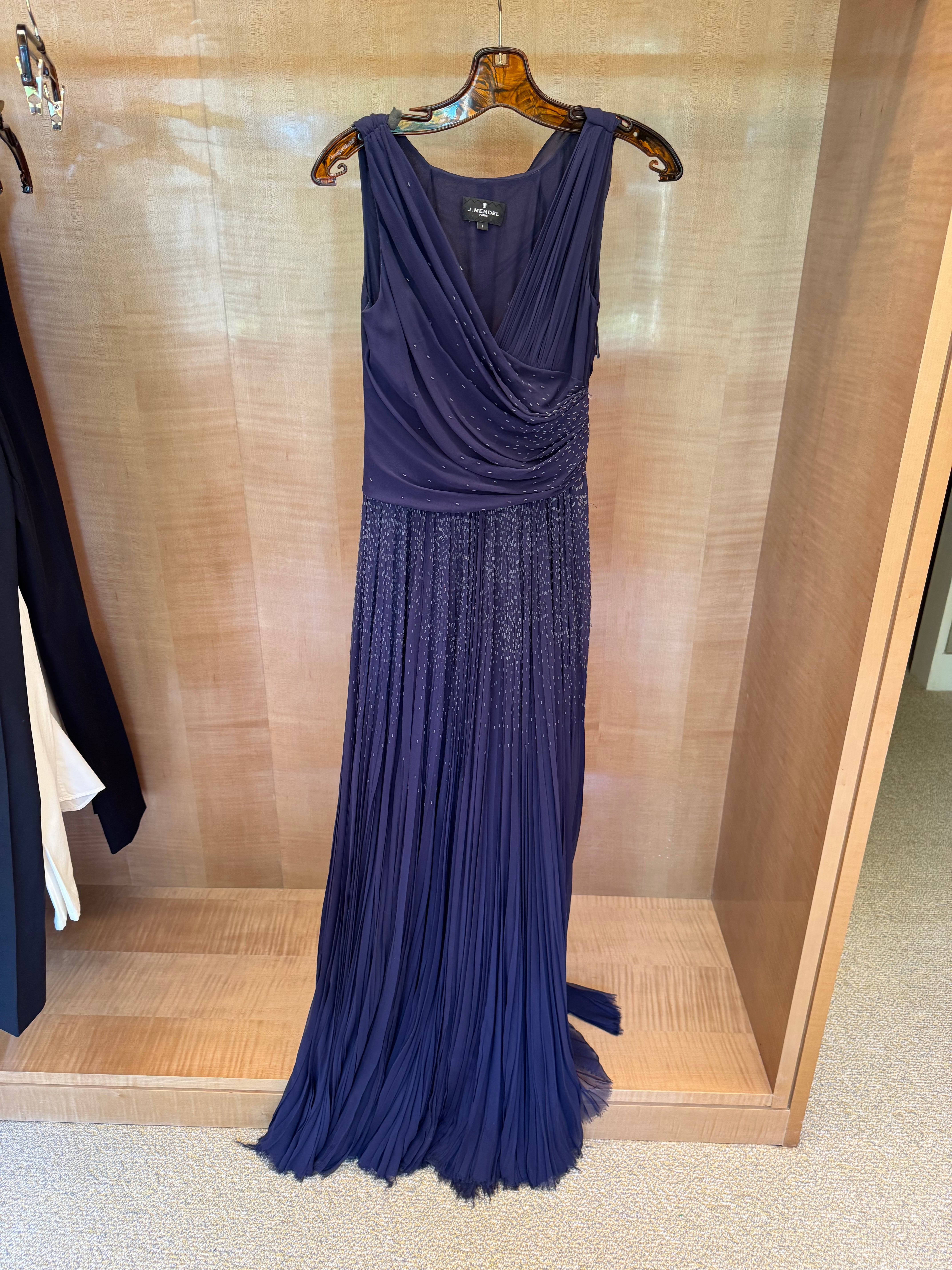 Navy Blue Beaded Gown