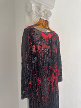 Red and Black Fish scale Sequins Gown