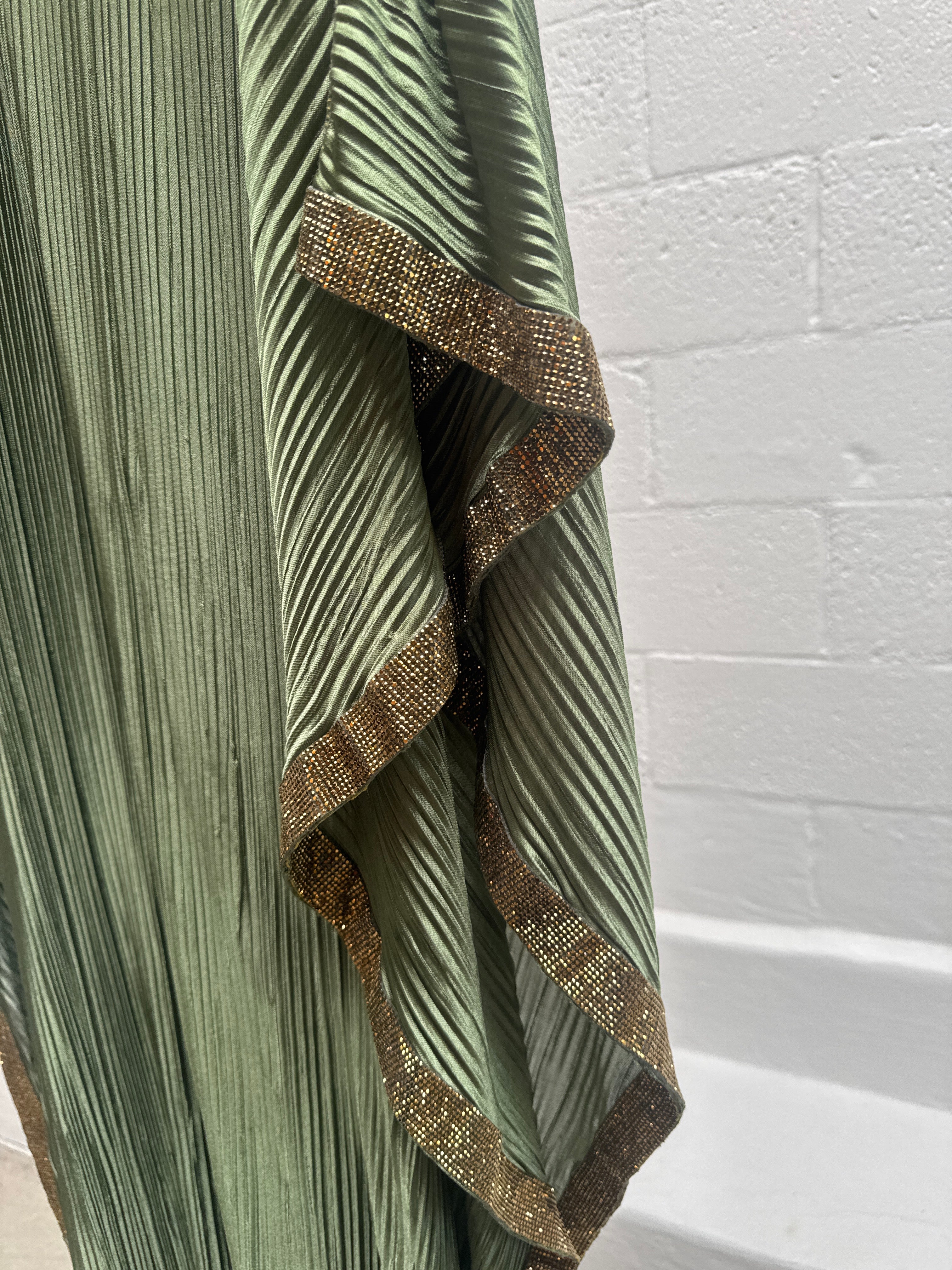 Green Caftan with Gold Beaded Finishing