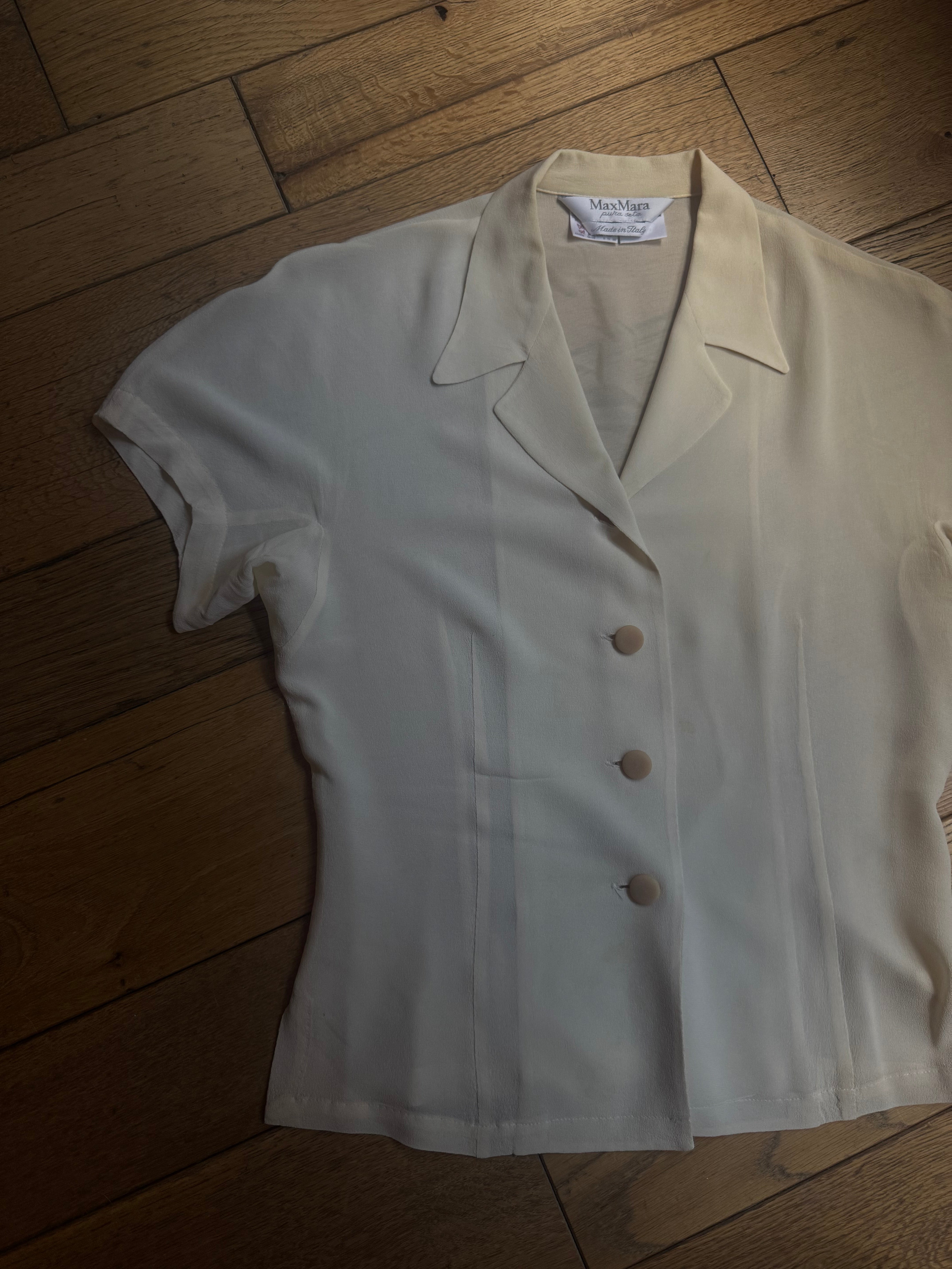 90's Cream Silk Blouse