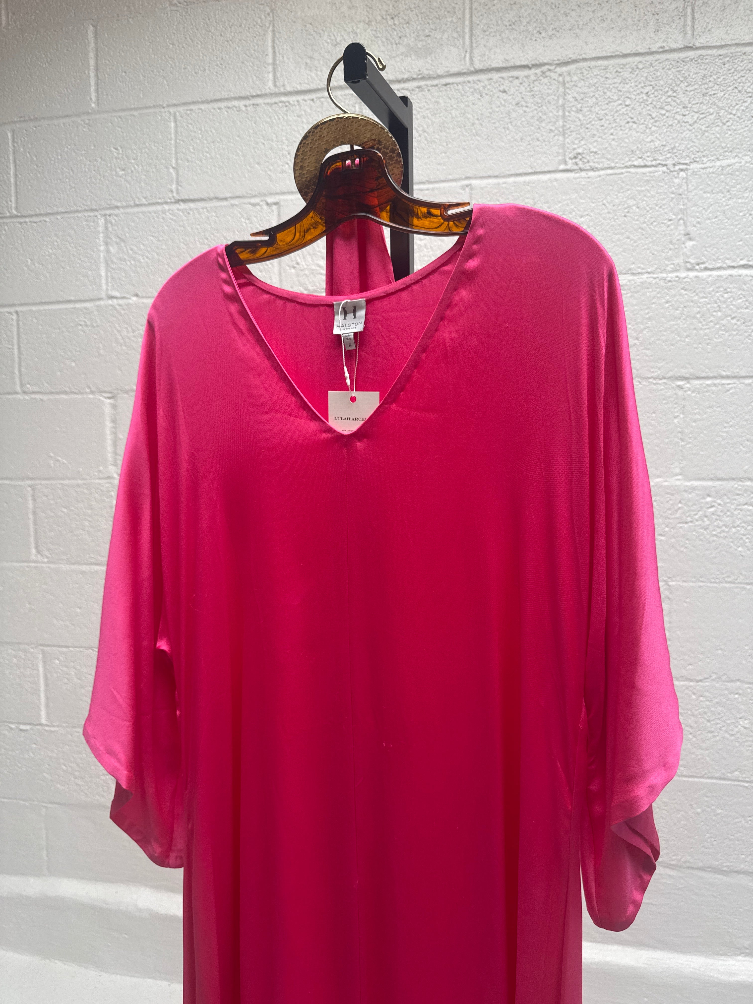 Pink Silk Caftan with Gold Belt