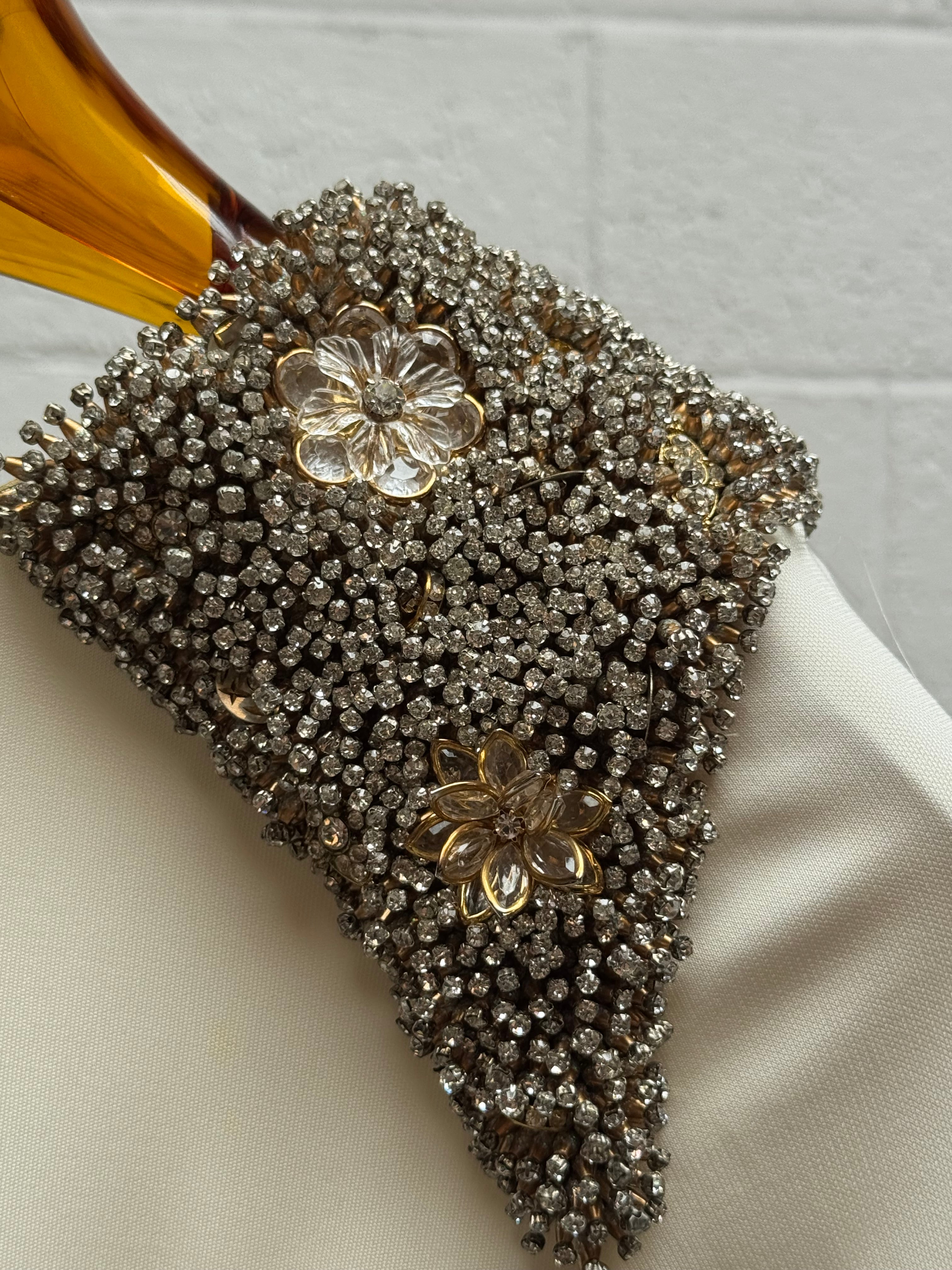 White Gown with Embellished Crystal Shoulders
