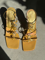 Yellow Bejeweled Sandals